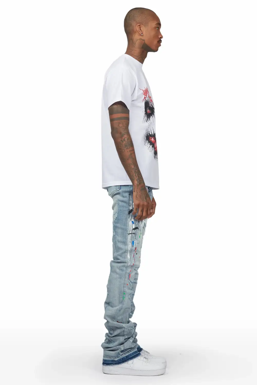 Misael Blue Painter Super Stacked Flare Jean