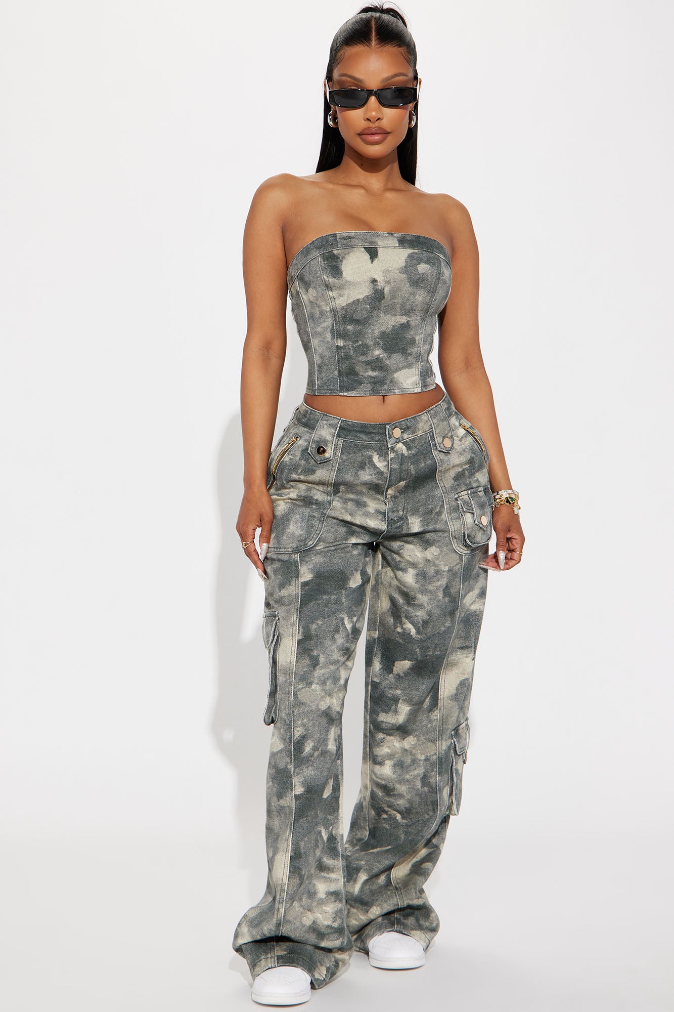 On My Mind Cargo Pant Set - Grey/combo