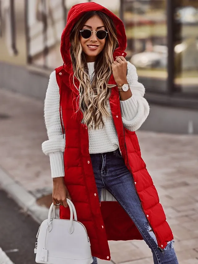 Women's Winter Jacket Vest Outdoor Street Daily Winter Fall Long Coat