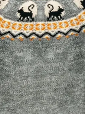 Women's Casual Round Neck Print Knitted Sweater