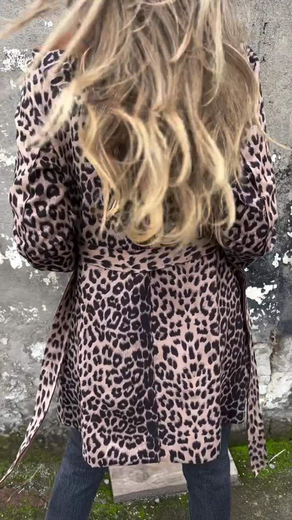 Leopard Print Open-Front Drape Coat