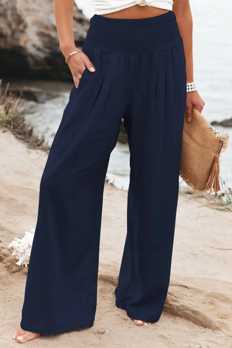 Casual Solid Patchwork Straight High Waist Straight Solid Color Bottoms(8 Colors)