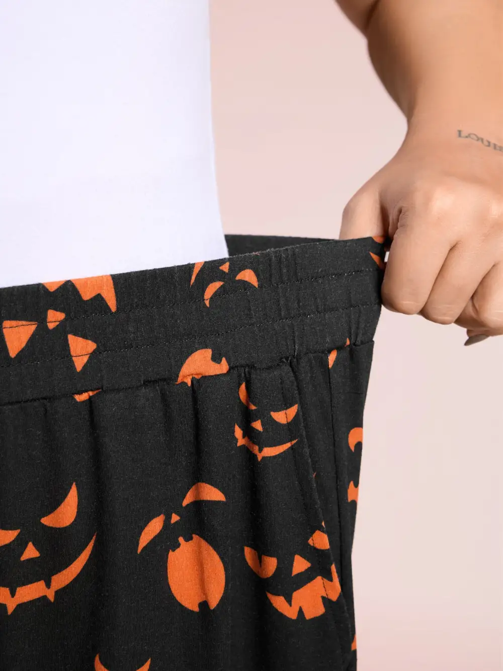Carved Pumpkin Halloween Wide-Leg Pants