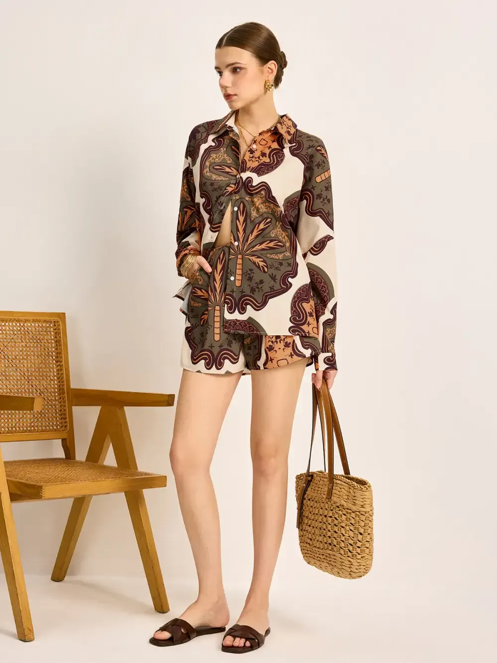 Printed Shirt Shorts Set