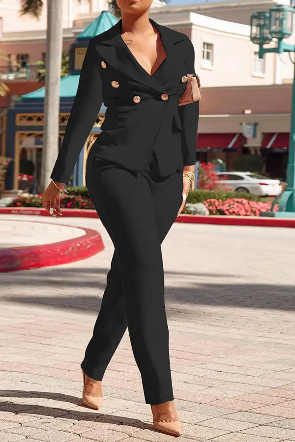  Modern Double Breasted Pant Suit