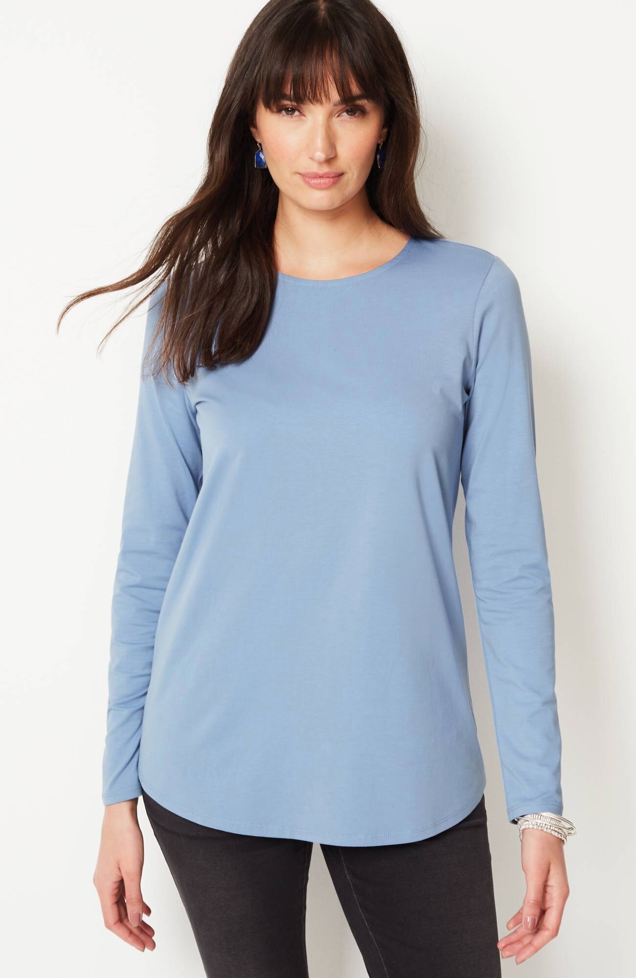 pure jill long-sleeve shirttail tee
