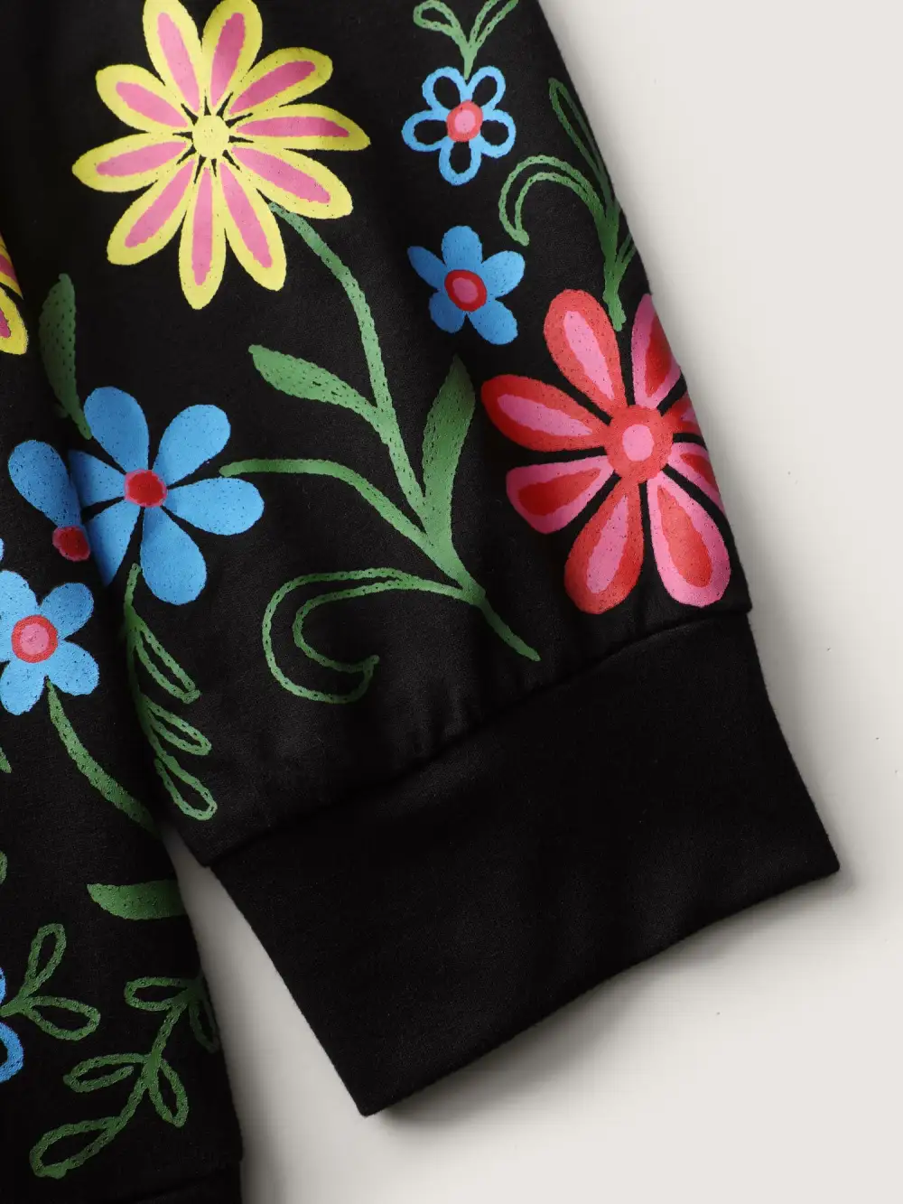 Floral Sheer Lined Contrast Sweatshirt