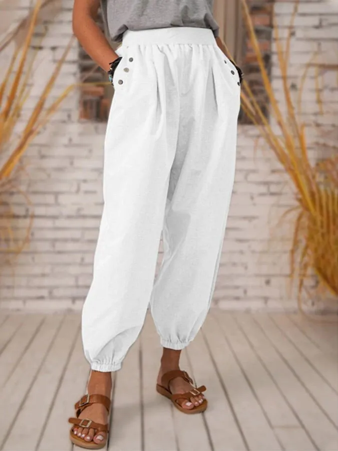 Women's Pure Color Casual Cotton Pants