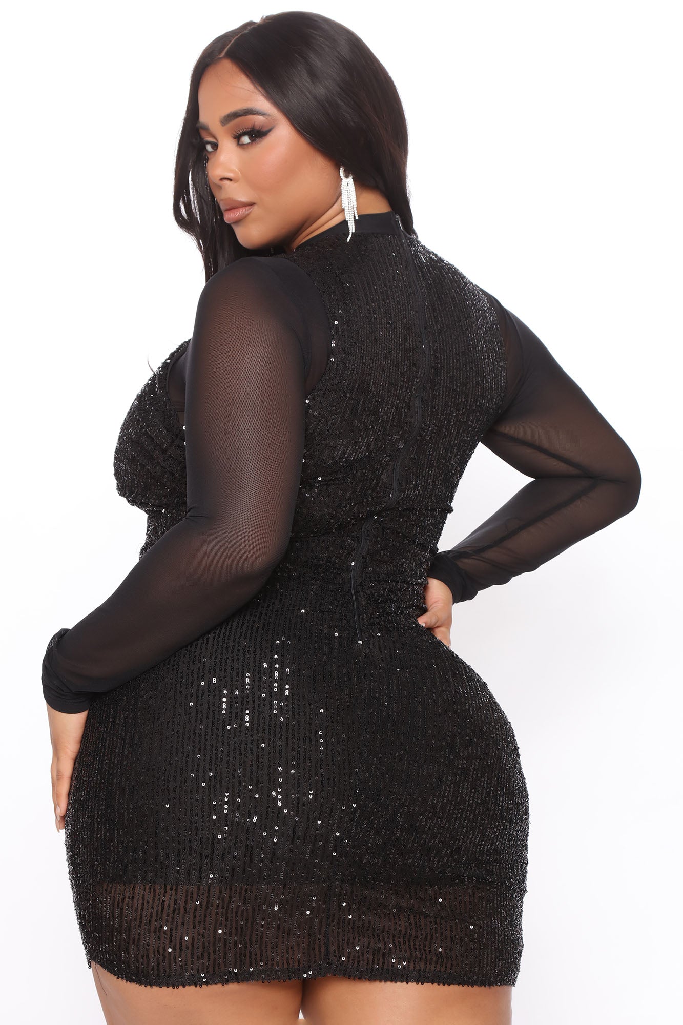 Here To Party Sequin Mini Dress - Black