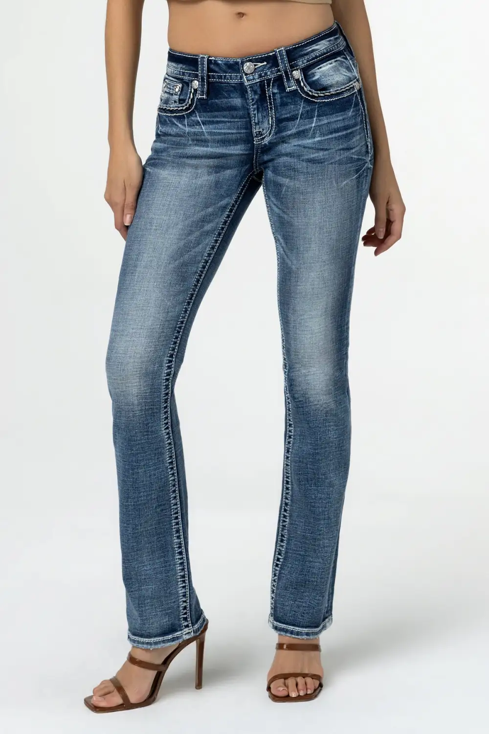 Pastel Floral Distress Bootcut Jeans