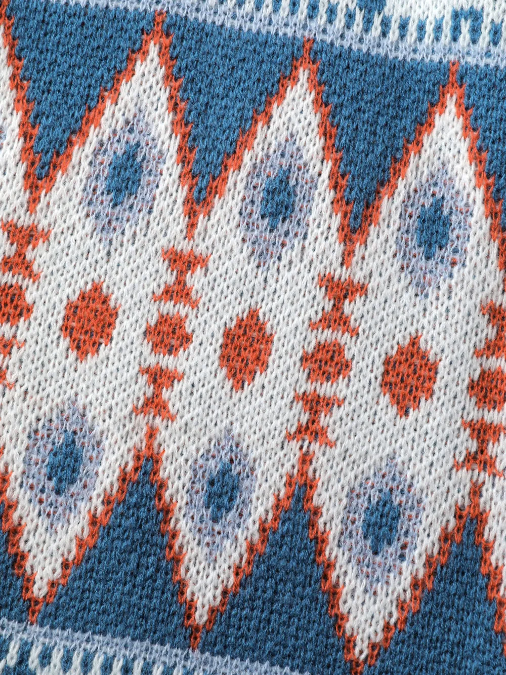 Boho Pattern Jacquard Folded Collar Knit Cardigan