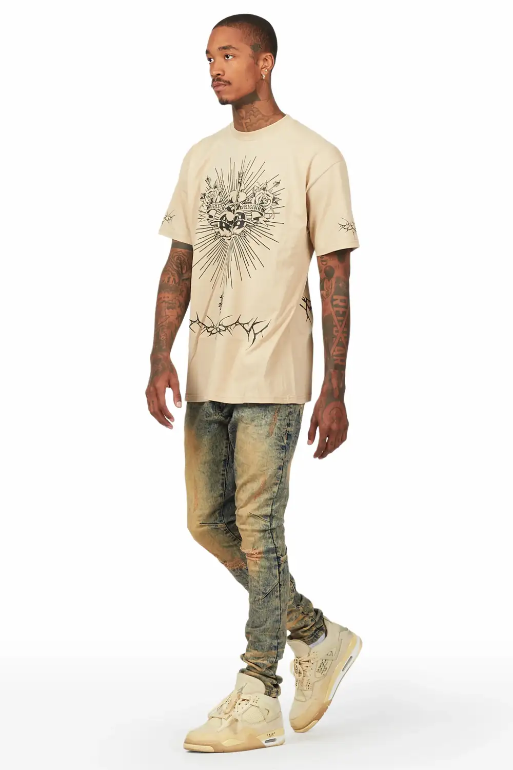 Leander Beige T-Shirt Slim Fit Jean Bundle