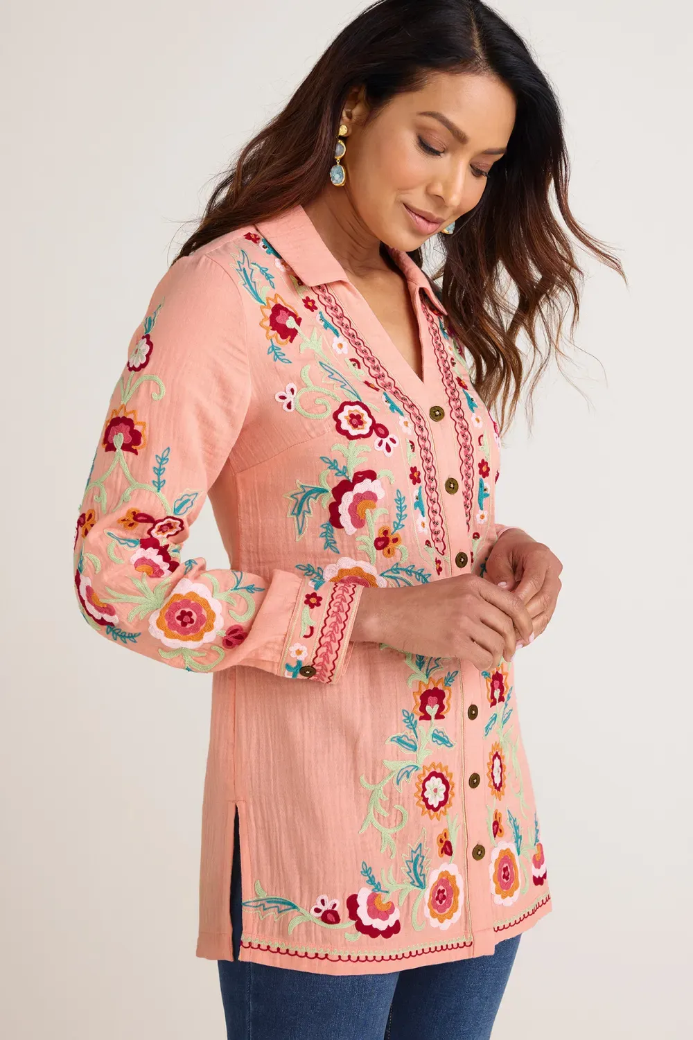 Alessia Embroidered Gauze Tunic