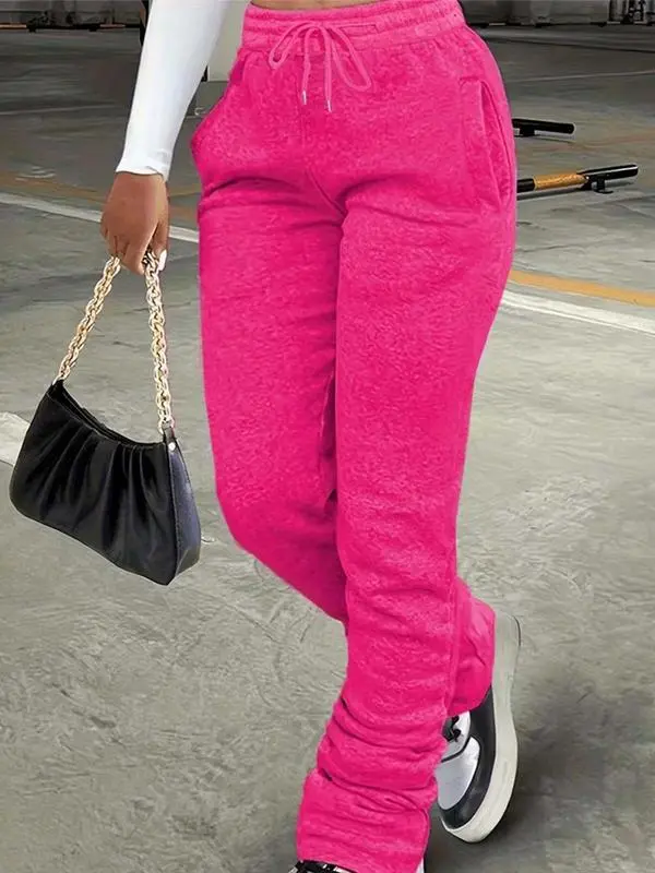 Women's Plain Drawstring Waist Sweatpants