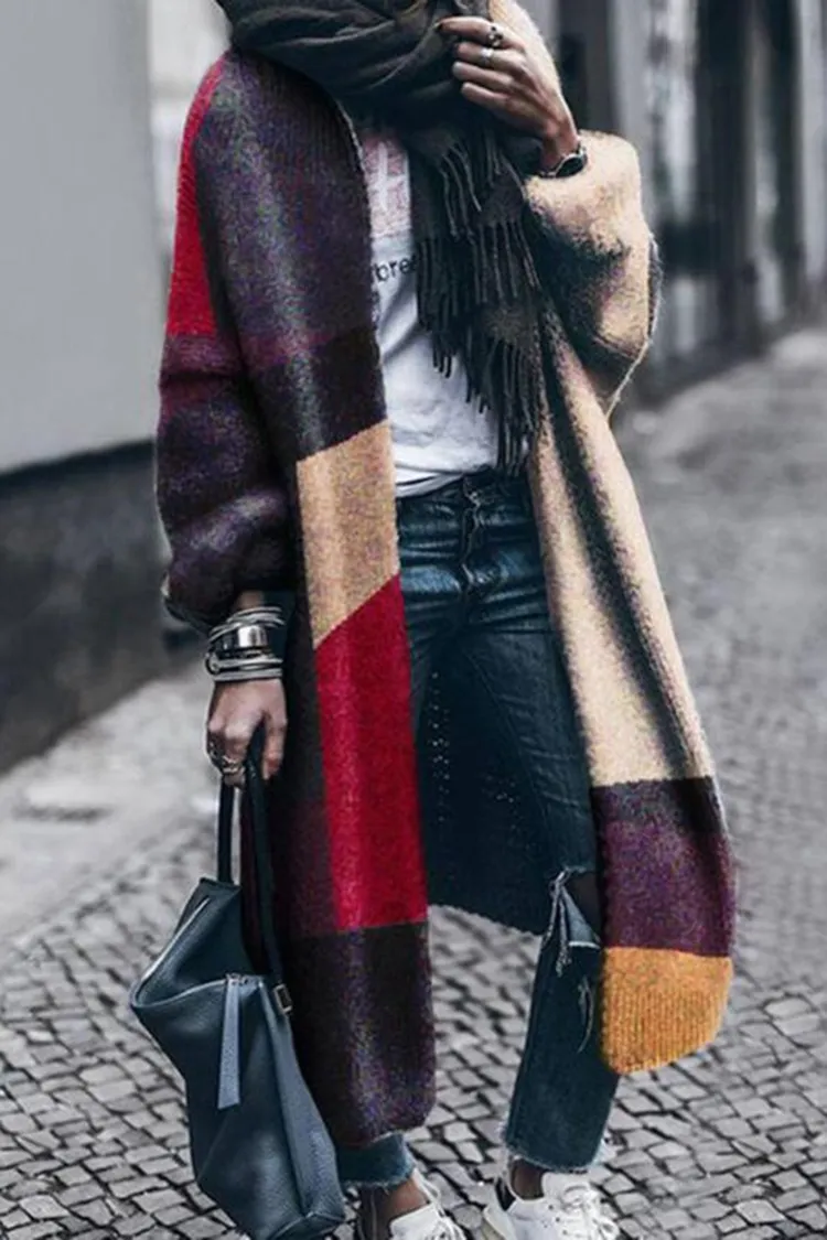 Casual Loose Colorblock Cardigan