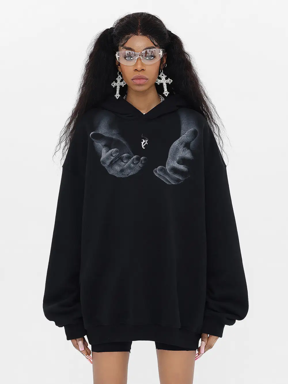 Monogram Embroidered Hand Print Hoodie - 1876