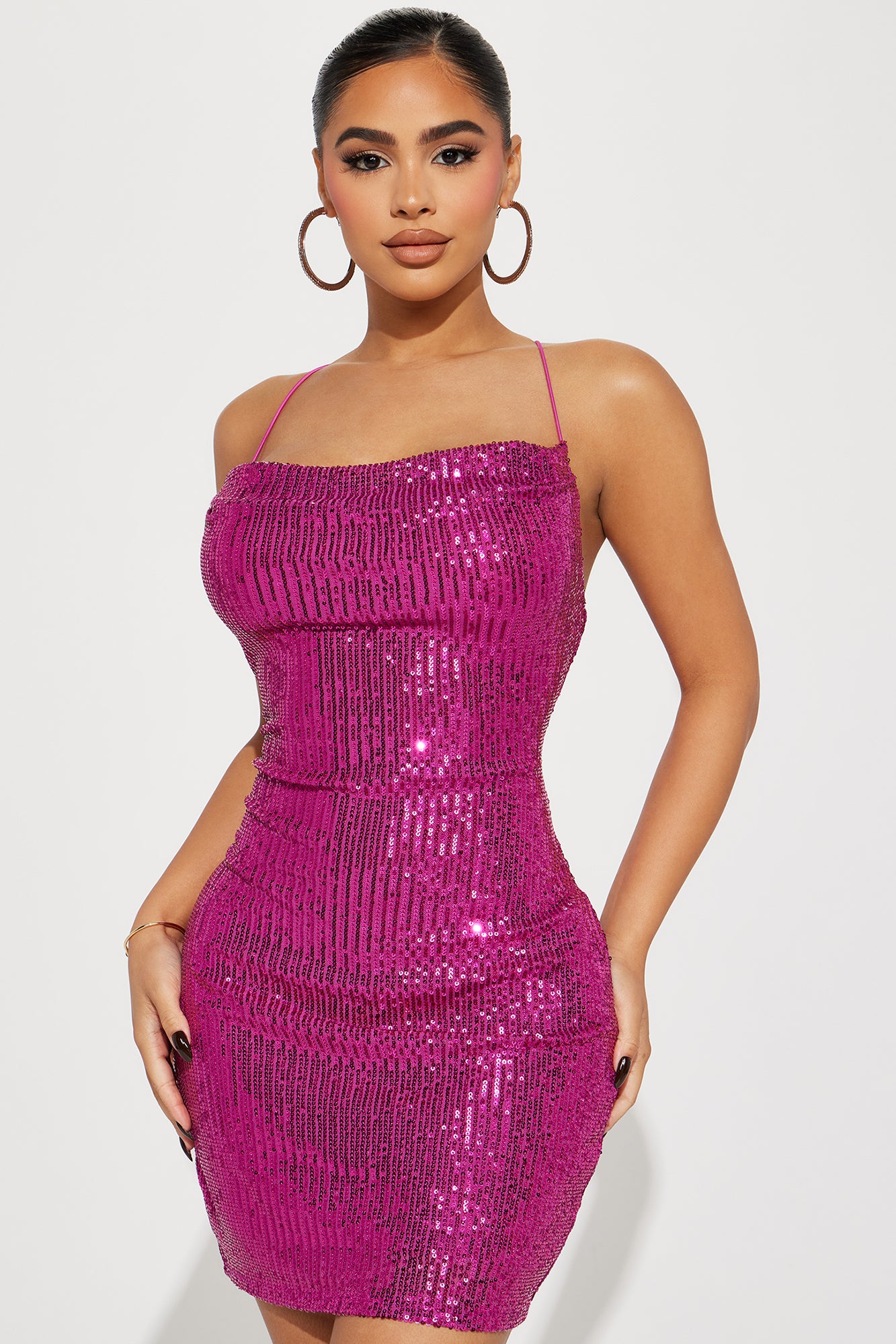 Demie Sequin Mini Dress - Magenta