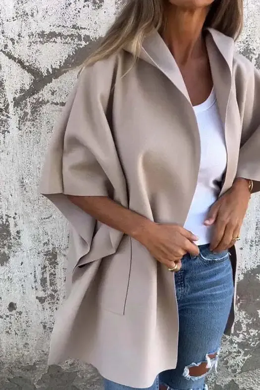 Casual Solid Color Pocket Turndown Collar Outerwear