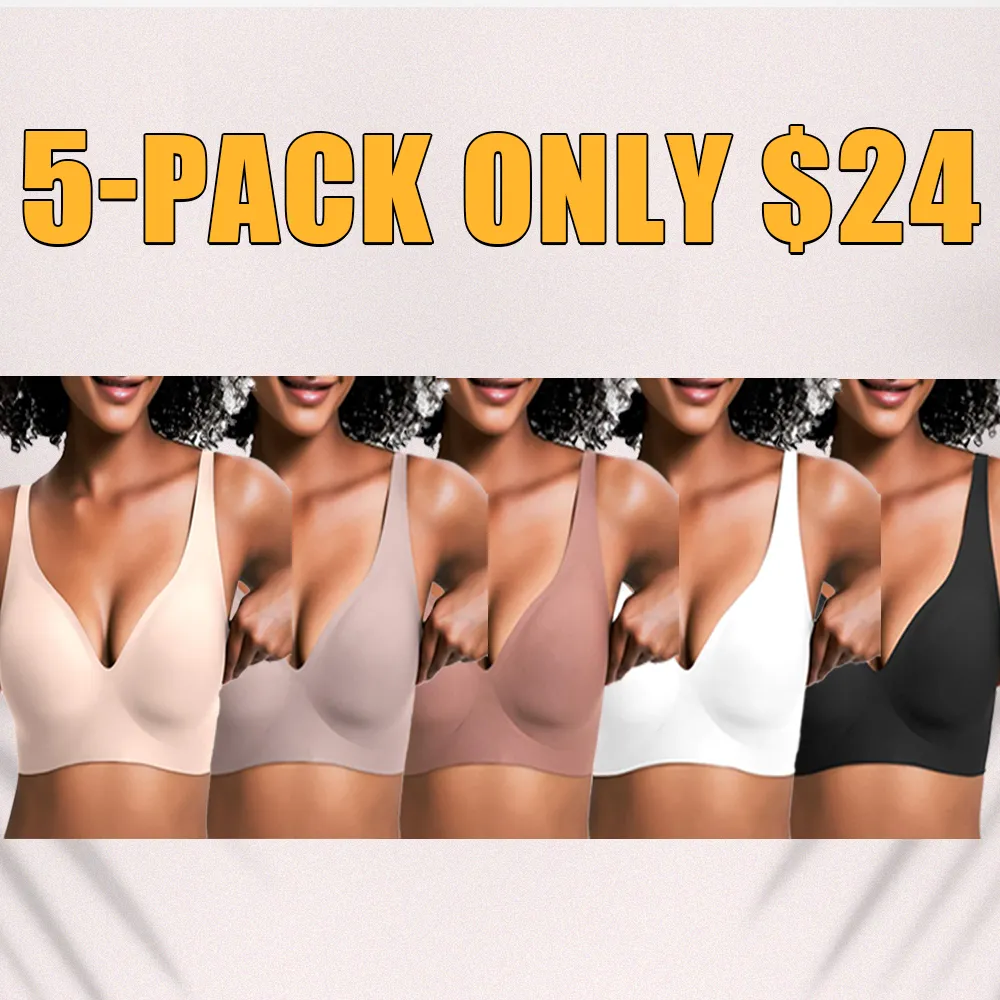 Jelly Wireless Seamless Push-Up Bra-Deep V, Wire-Free, Everyday Comfort