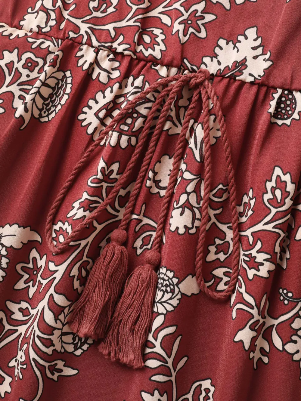 Floral Waist-Tie Pockets Midi Dress