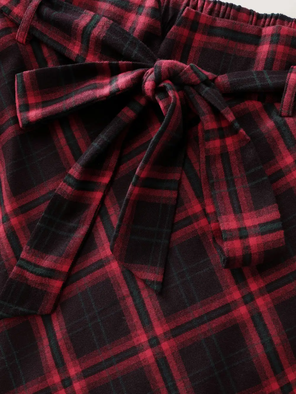 Plaid Waist-Tie Flowy Midi Skirt