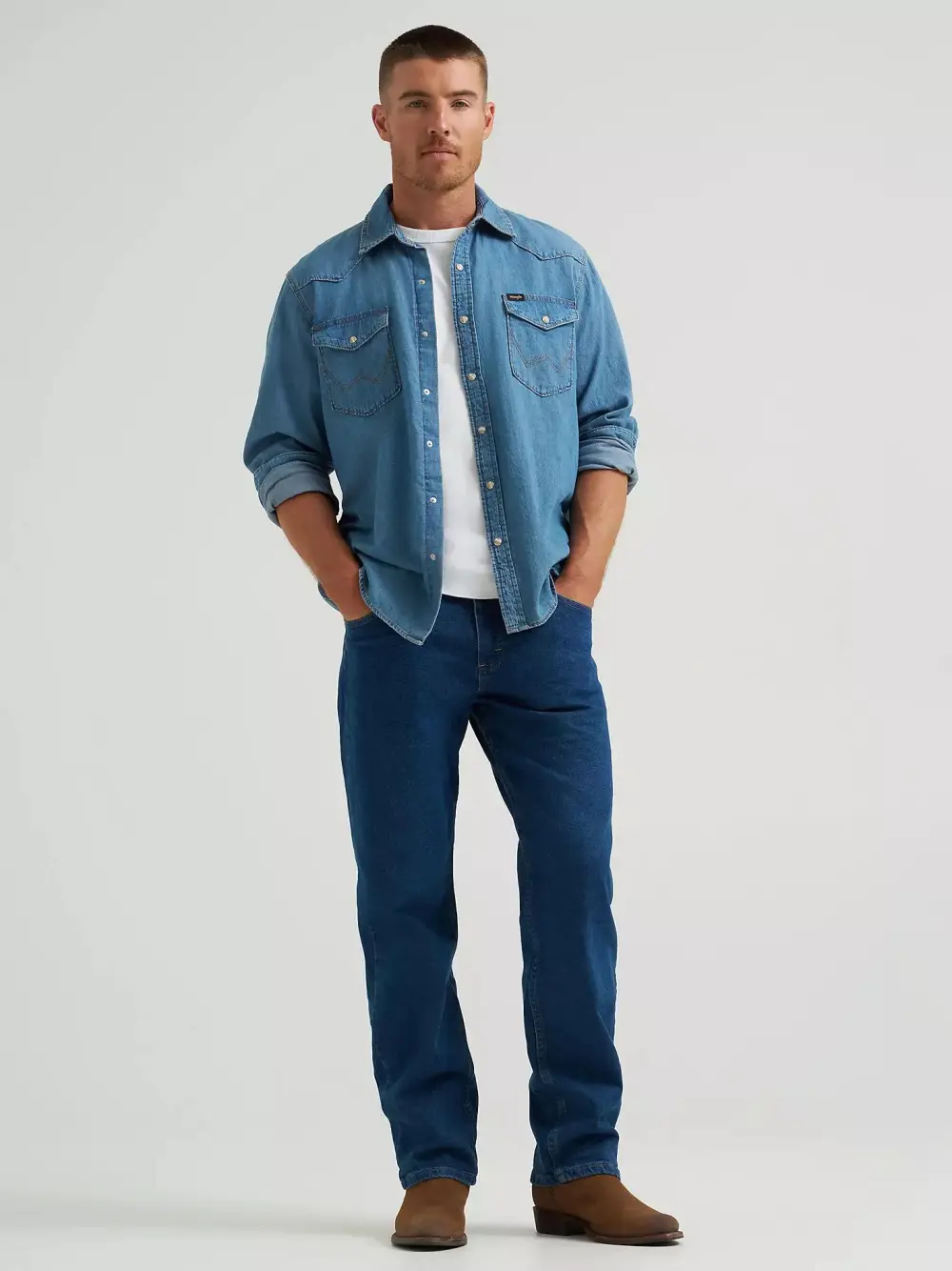 WRANGLER FIVE STAR PREMIUM DENIM FLEX FOR COMFORT RELAXED FIT JEAN IN STONE