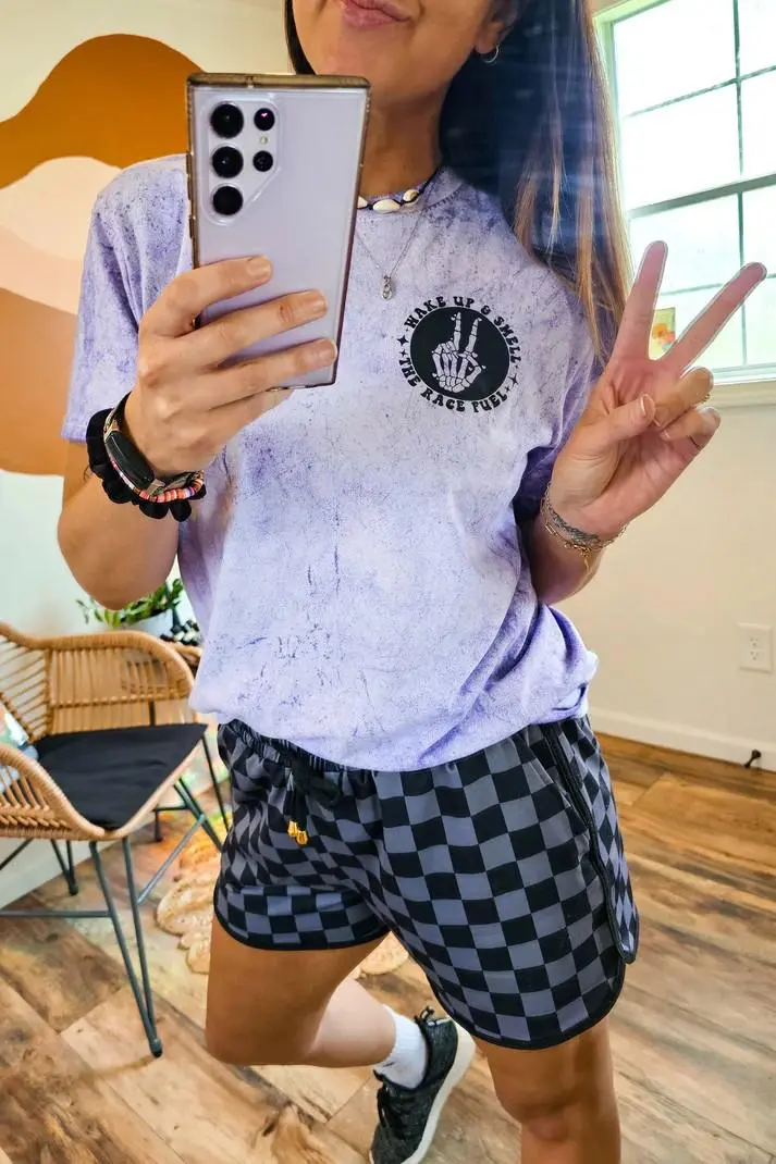 Women’s Checkered Drawstring Shorts – Elastic Waist, Casual Summer Style with Pockets