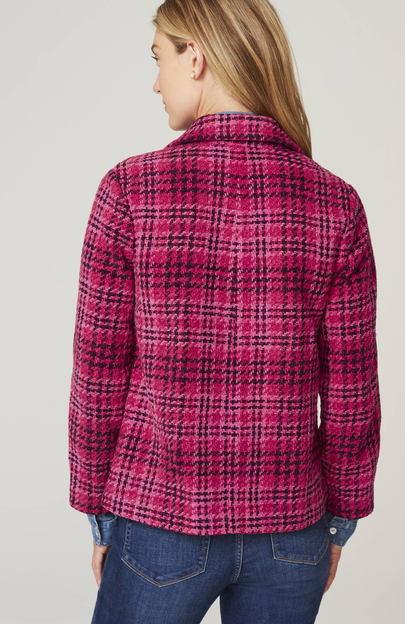 chenille plaid swing jacket