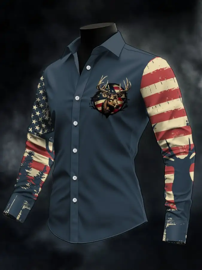 Men's Casual Western Style Contrast Color Shirt