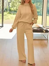 Women's 2 Pieces Sweatsuits Tracksuits Long Sleeve Fashion Streetwear Daily Pants Sets Hooded Floral Drawstring Casual Daily Black Blue Purple Summer Regular Fit