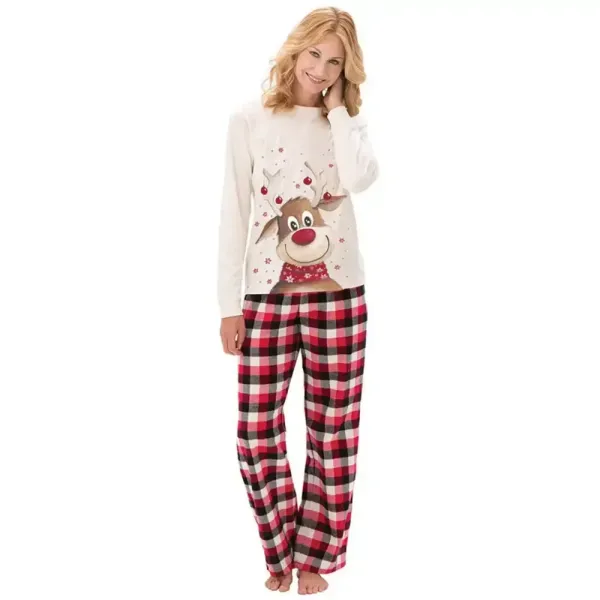 Family Matching Reindeer Plaid Pajamas Set