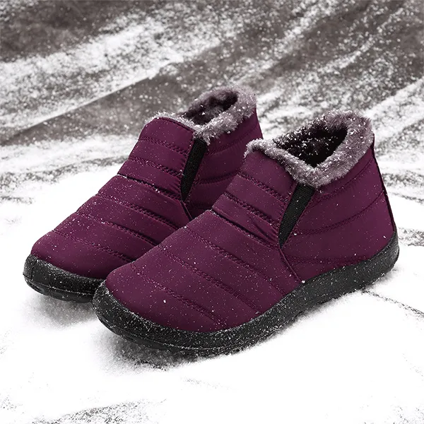 Warm Lining Casual Winter Waterproof Slip On Ankle Snow Boots
