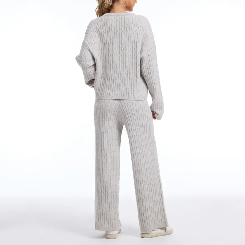 Women's chunky knit sweater casual two-piece set