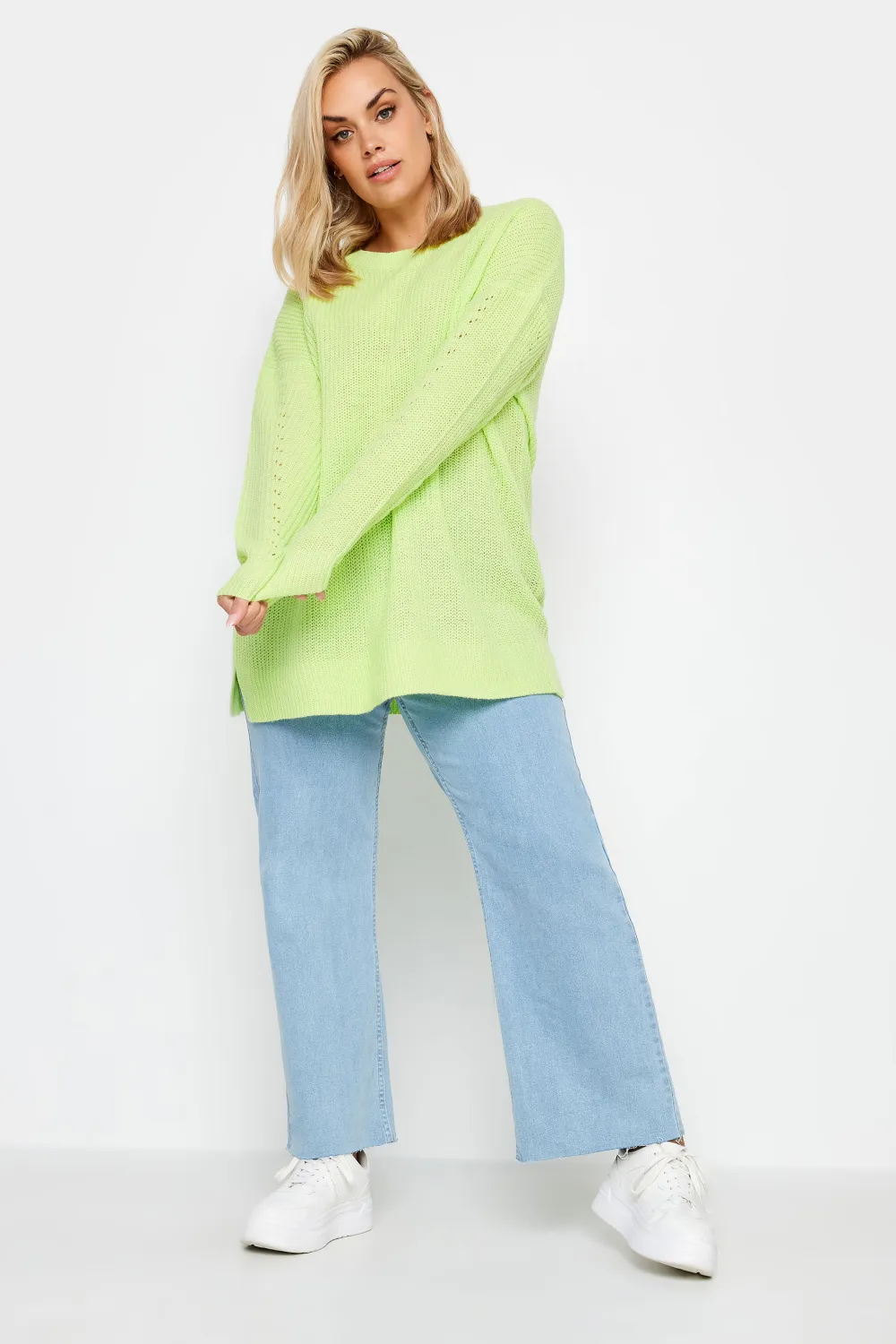 YOURS Curve Grey Stripe Ribbed Knit Jumper