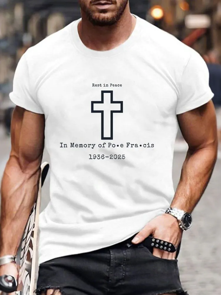 Men's Rest In Peace 1936-2025 Print Short Sleeve Round Neck Cotton T-Shirt