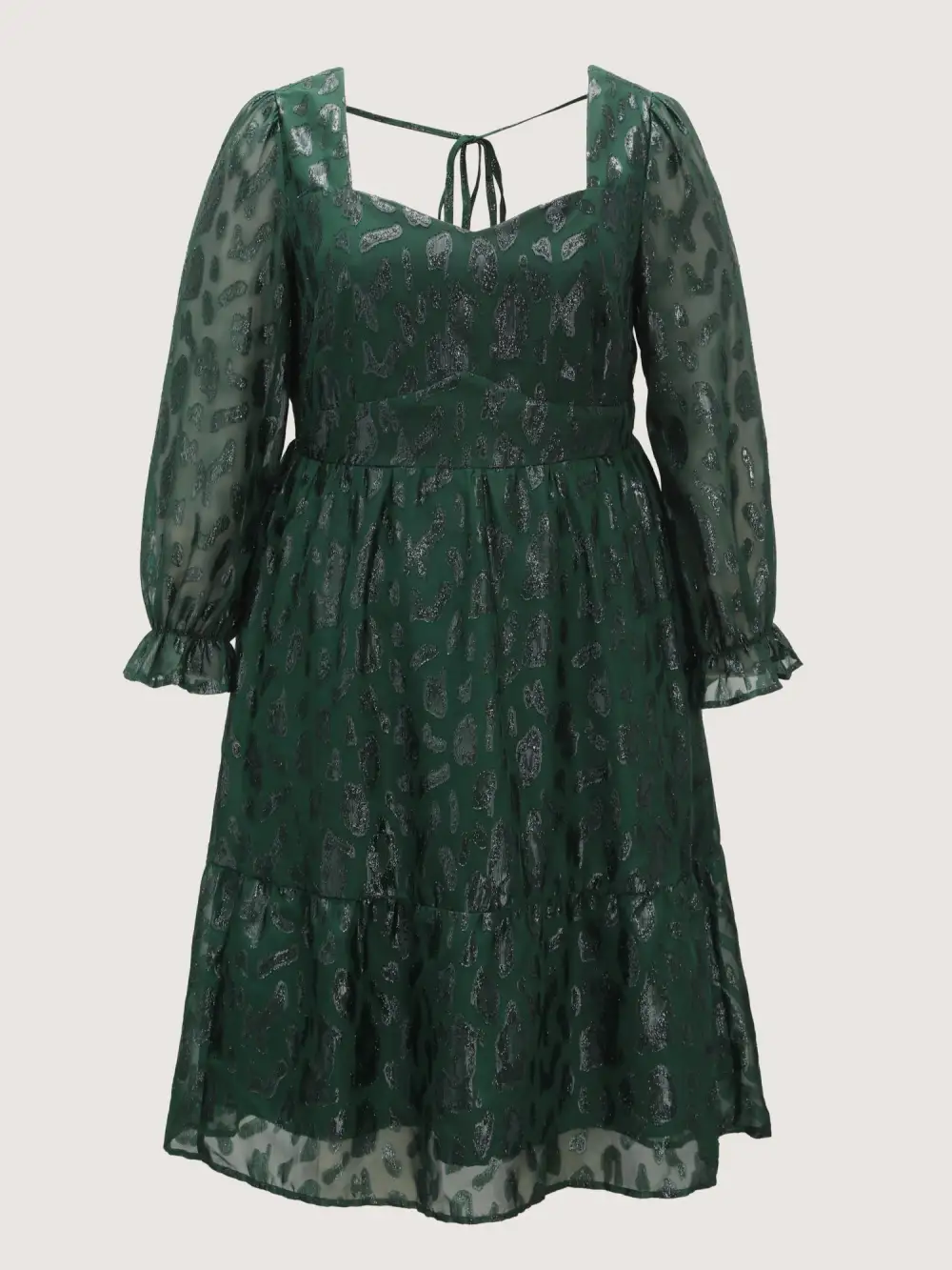 Textured Shirred Backless Tie Midi Dress