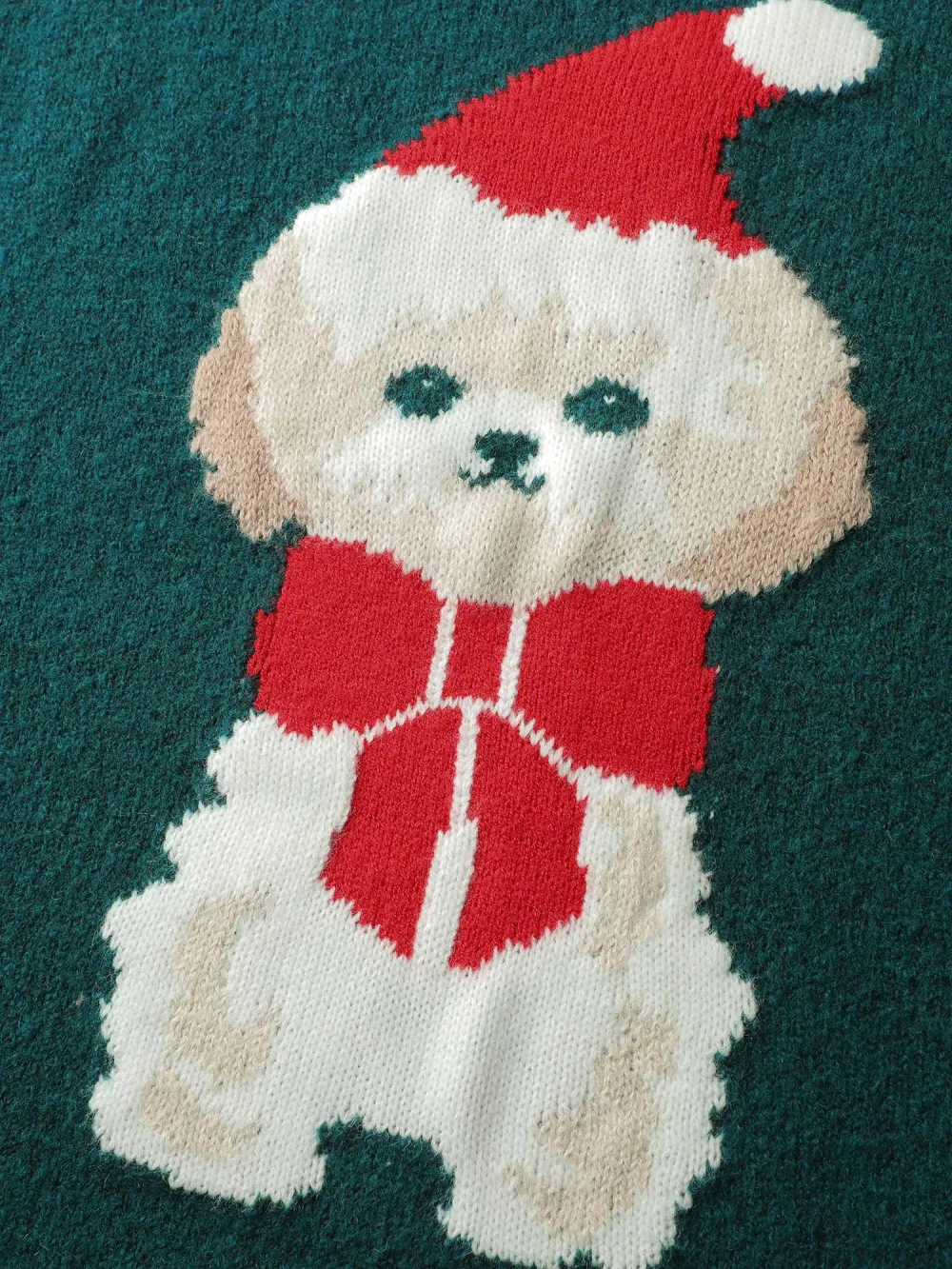 Festive Puppy Jacquard Pattern Pullover