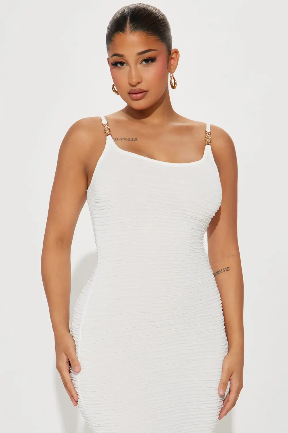 Sunshine Textured Midi Dress - Off White