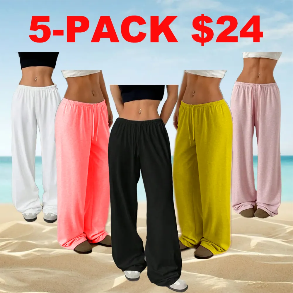 Solid Color Loose Fit Pants for Women