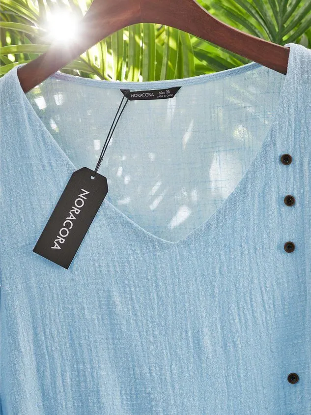 Casual Three Quarter V Neck Plus Size Tops（⚡Clearance Sale）