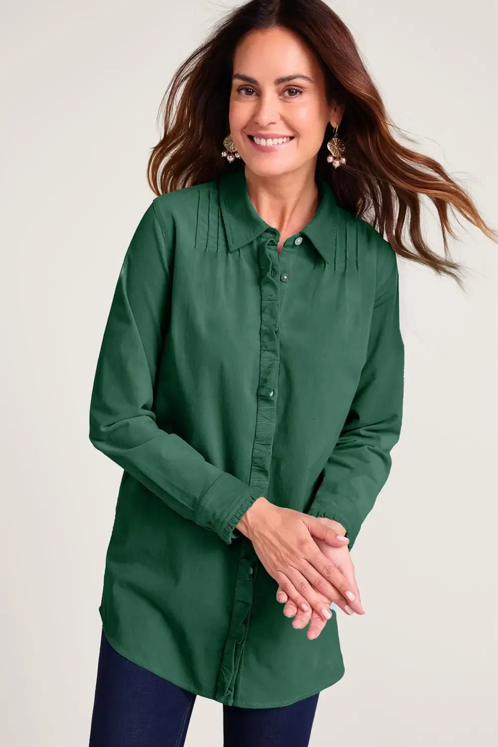 Stretch Cord Long Sleeve Big Shirt
