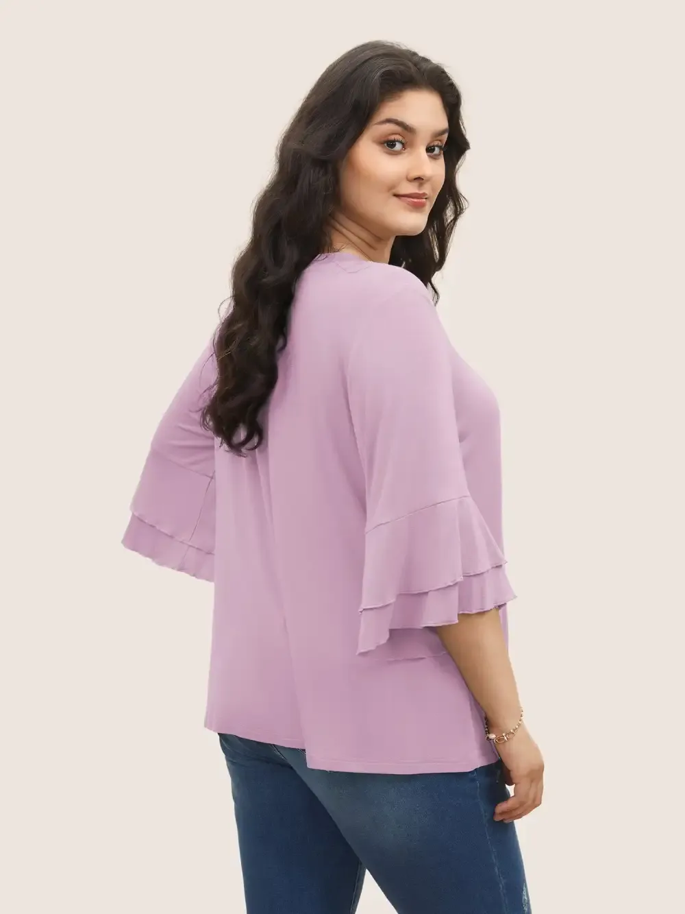 Supersoft Essentials Ruffle Layered Sleeve Pleated T-Shirt