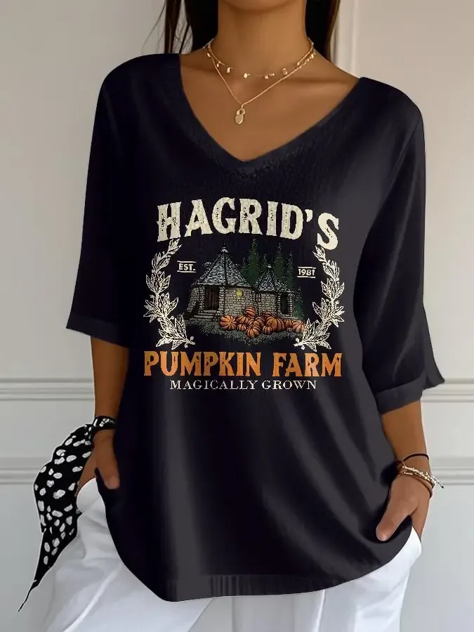 Womens Heiger Pumpkin Farm Fall Season T-Shirt