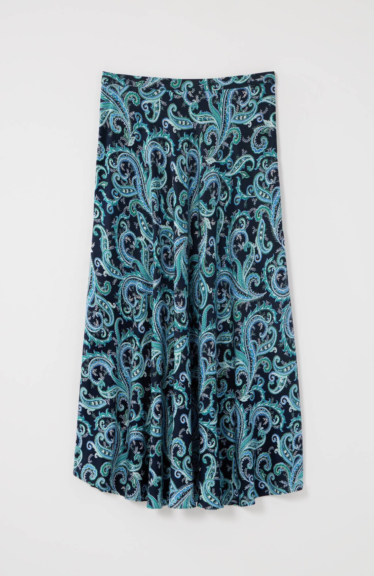 printed a-line midi skirt