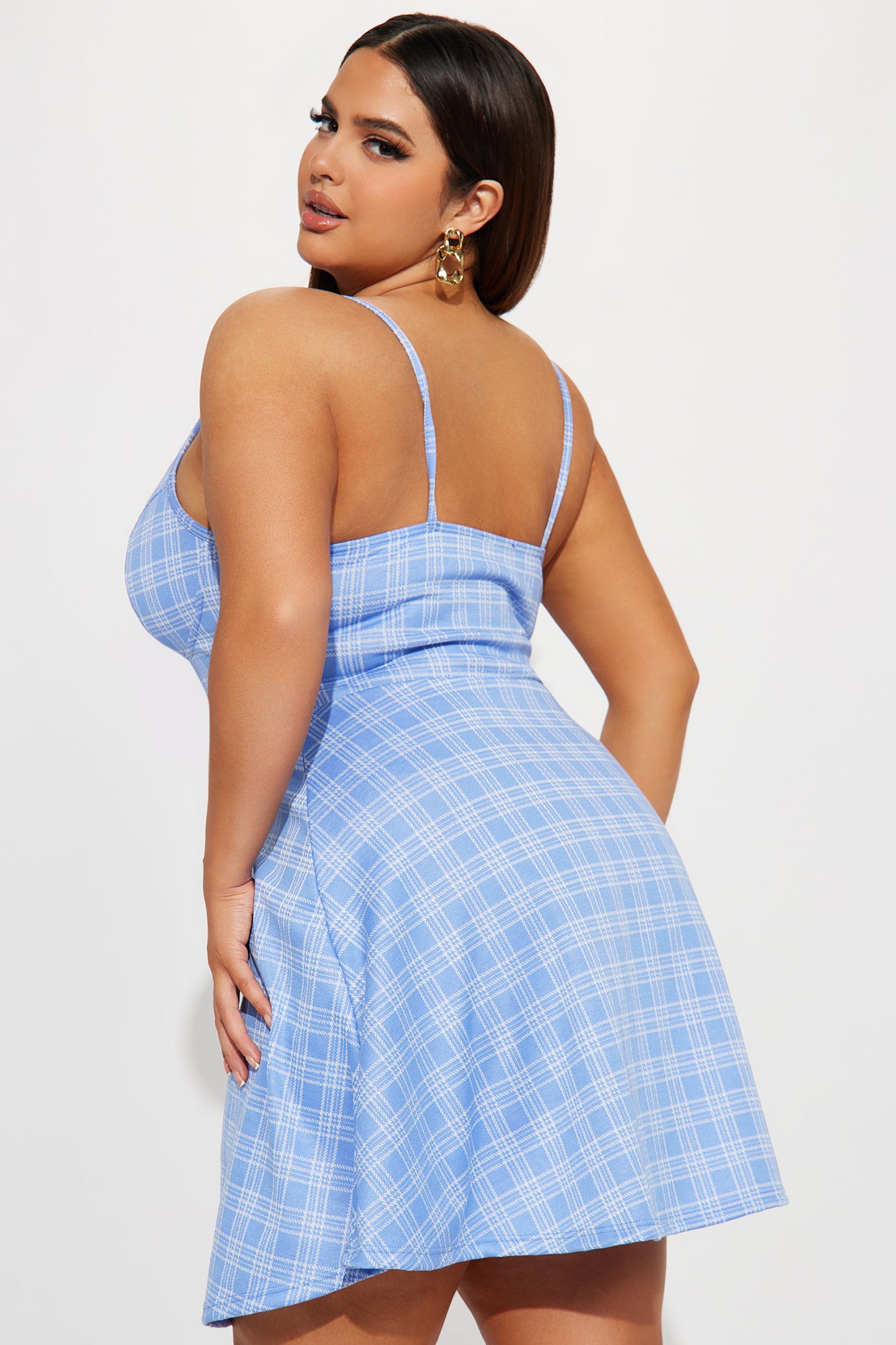 Caroline Plaid Mini Dress - Blue