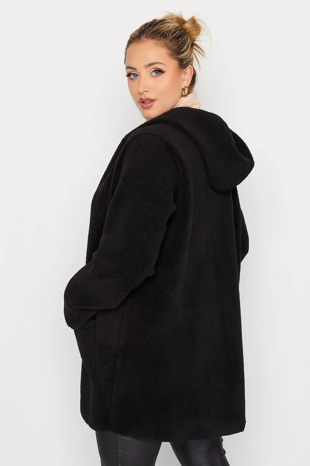 YOURS Curve Brown Teddy Hooded Jacket