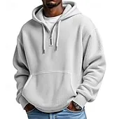 Men's Hoodie Waffle Hoodies Quarter Zip Hoodie Apricot White Light Green Army Green Red Hooded Plain Kangaroo Pocket Textured Sports & Outdoor Casual Daily Streetwear Cool Sportswear Fall Spring