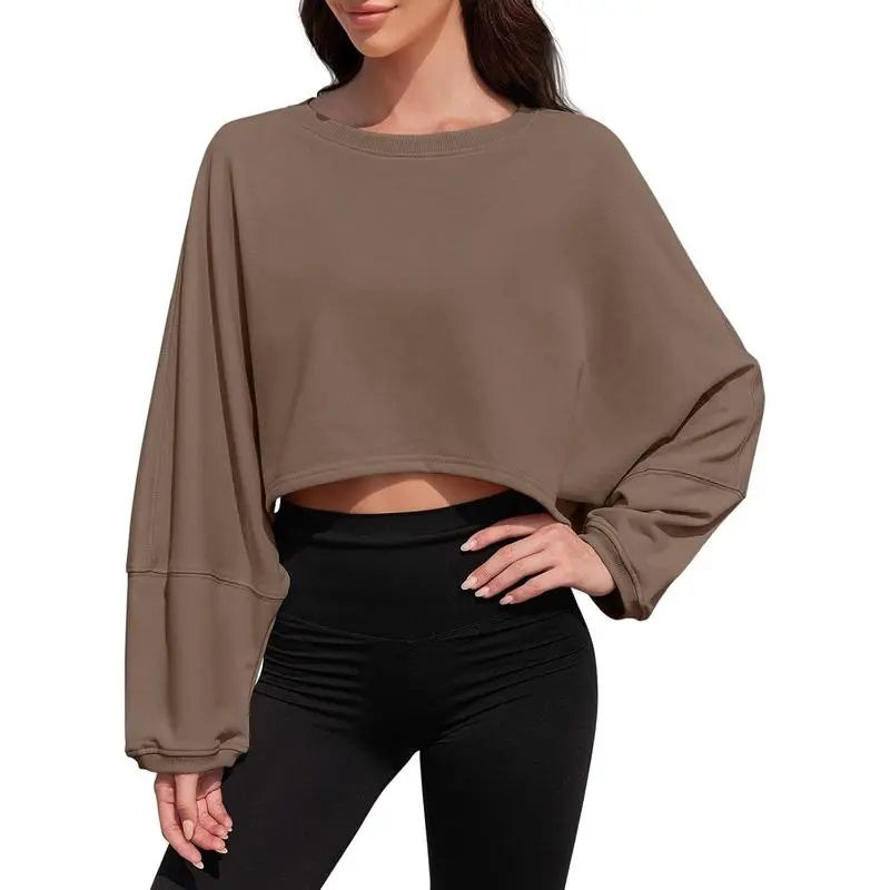 Womens Long Ballon Sleeve Sweatshirts Tops