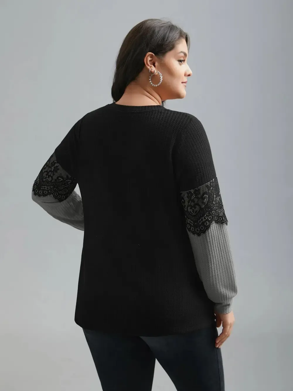 Crochet Lace Mesh Contrast Patchwork Top