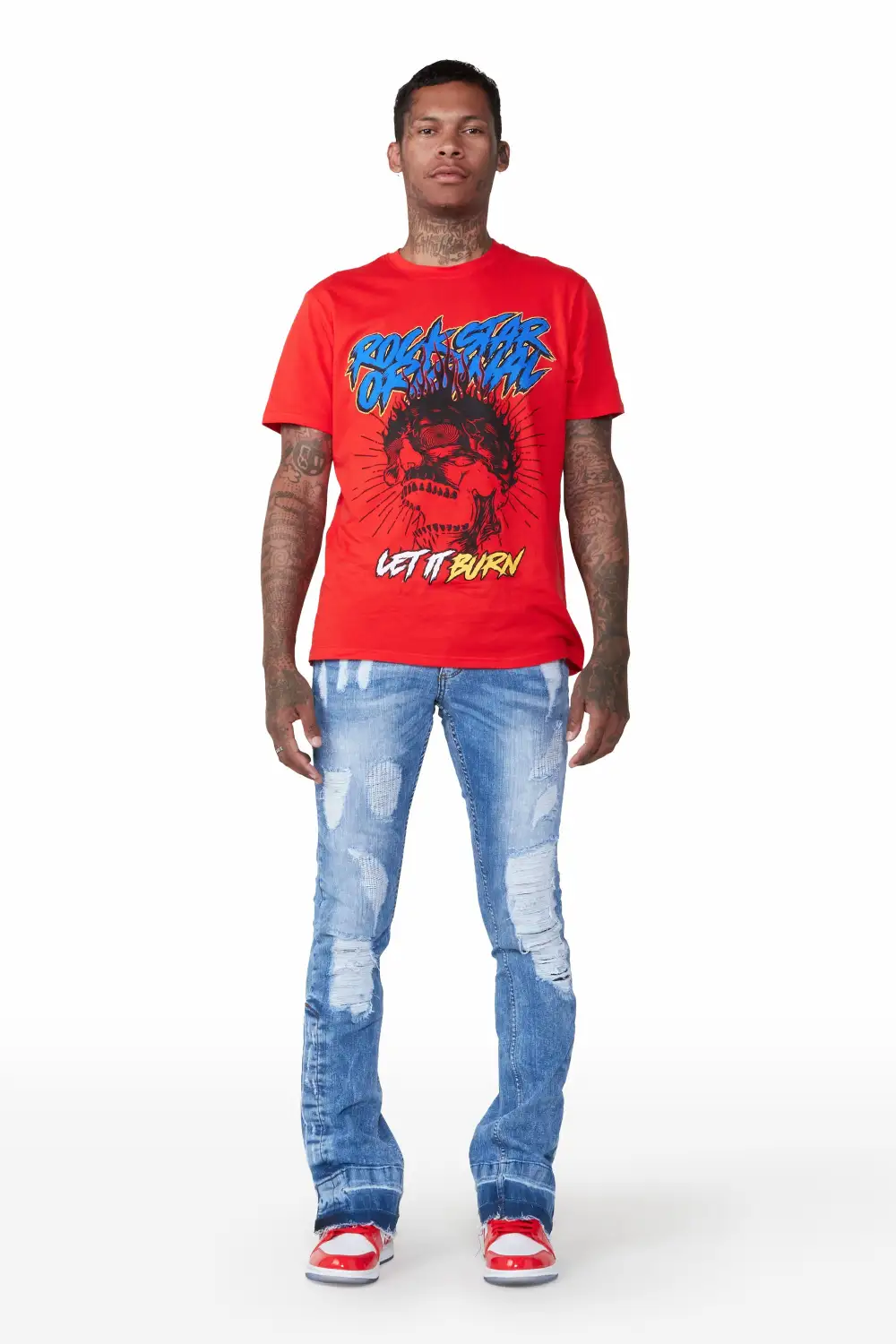 Zaul Blue Stacked Flare Jean